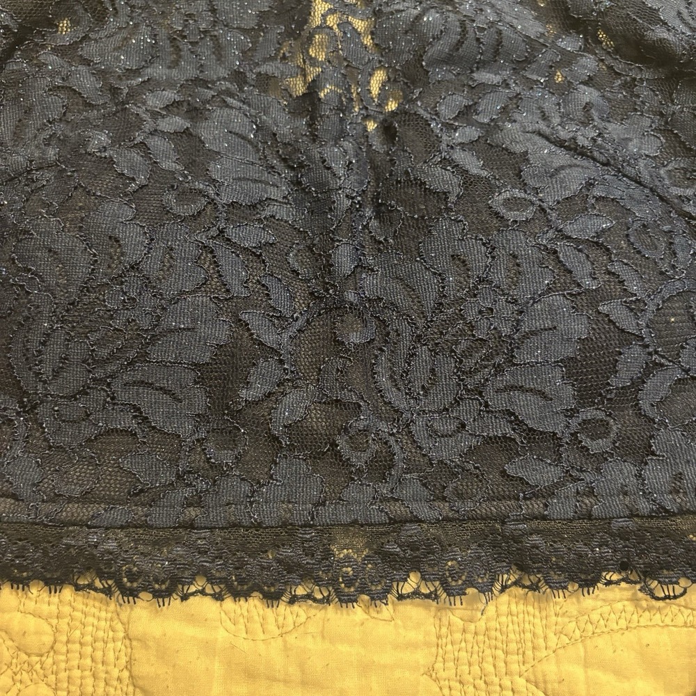 Sequin Heart Junior Miss Lace Crop Top 3 Built In Bra Blue‎ Sleeves Fairy Rave - Picture 3 of 9
